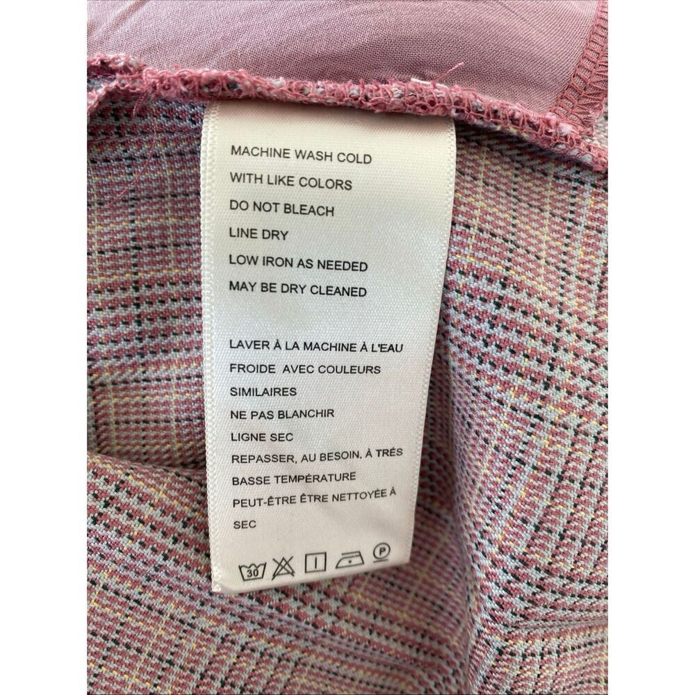 Free People Sevi Plaid Mini Dress Puff Sleeve Grey and Pink Combo Size M NWOT - Picture 11 of 12